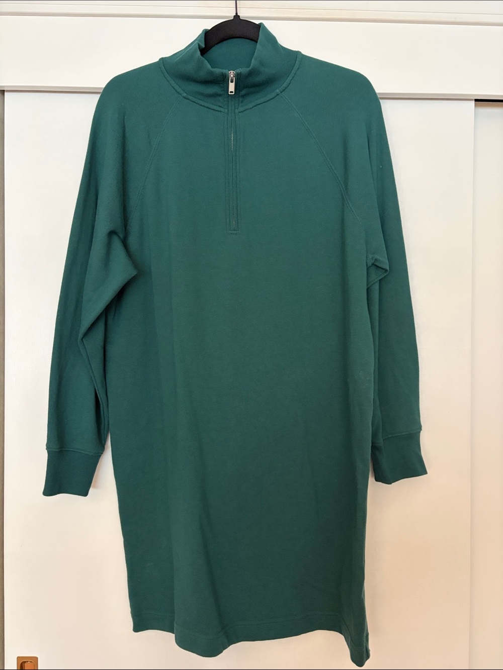Women’s Half-Zip Pullover Sweatshirt Dress - emerald Green